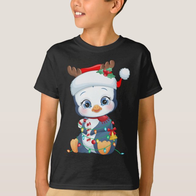 Penguin Santa Hat jul Penguin Älskare Pajama T Shirt (Framsida)