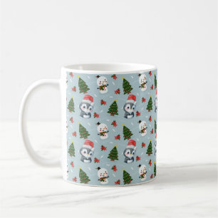 Penguin Santa Lycklig God jul träd mönster Kaffemugg