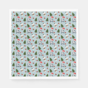 Penguin Santa Lycklig God jul träd mönster Pappersservett