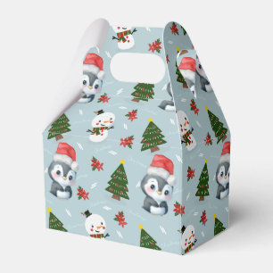 Penguin Santa Lycklig God jul träd mönster Presentaskar