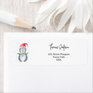 Penguin Santa Returadress Etikett