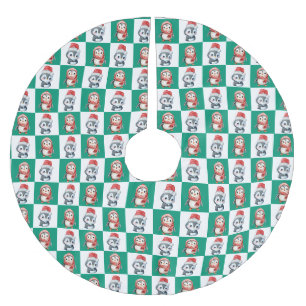 Penguin Santa vattenfärgen God jul mönster Julgransmatta Borstad Polyester