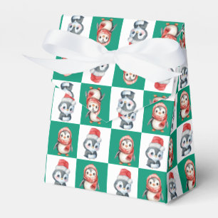 Penguin Santa vattenfärgen God jul mönster Presentaskar