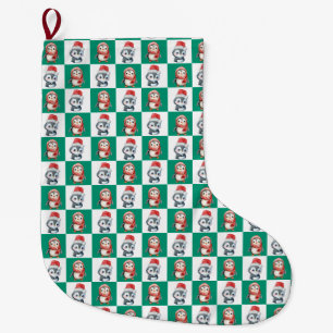Penguin Santa vattenfärgen God jul mönster Stor Julstrumpa