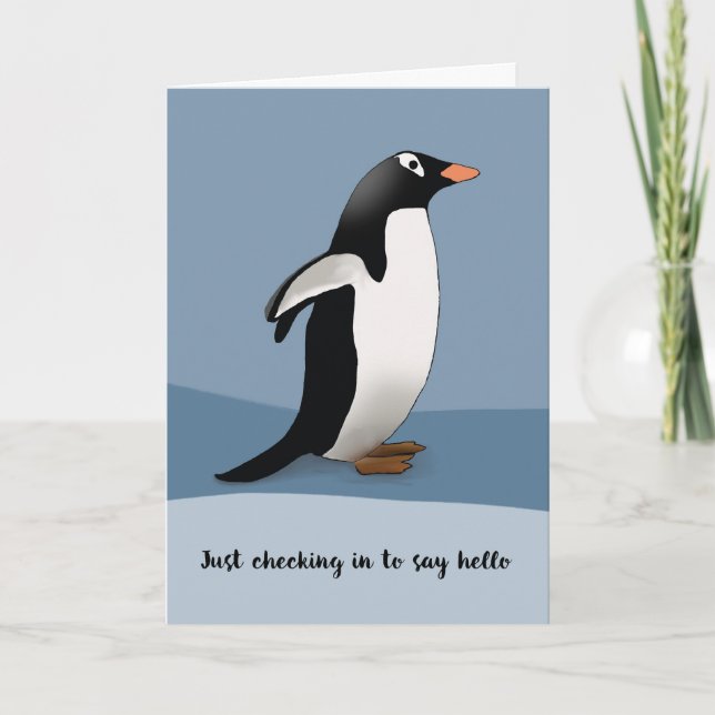 Penguin Sending Warm Thinking of You Hälsning Kort (Framsida)