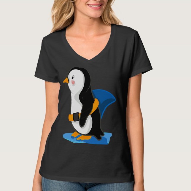 Penguin shark fin  illustration t shirt (Framsida)
