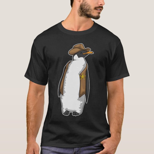Penguin sheriff Cowboyhatt T Shirt (Framsida)