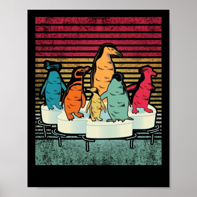 Penguin Shirt Vintage Retro Stil Penguin Poster (Framsidan)