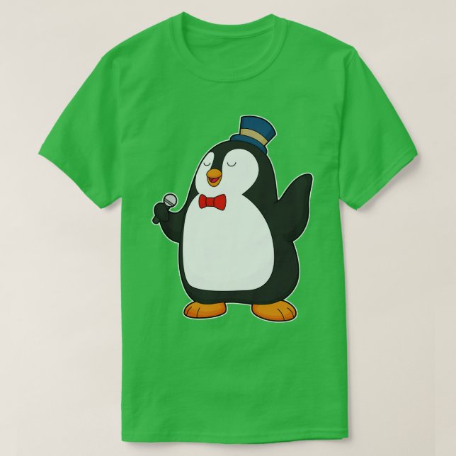 Penguin Singer Microphone T Shirt (Design framsida)