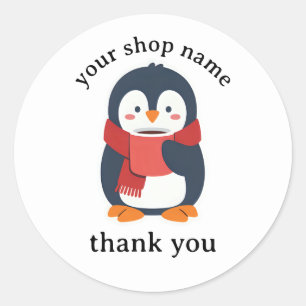 Penguin sipping hett kaffe med mysigt scarf runt klistermärke