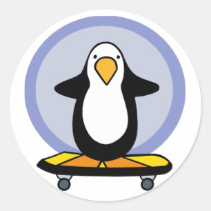 Penguin Skateboarding-klistermärken Runt Klistermärke