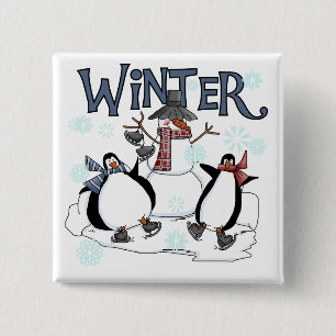 Penguin Skating Helgdag Tshirts och Gifts Knapp