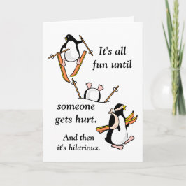 Penguin Ski Äventyr Helgkort