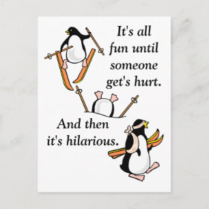 Penguin Ski Äventyr Vykort