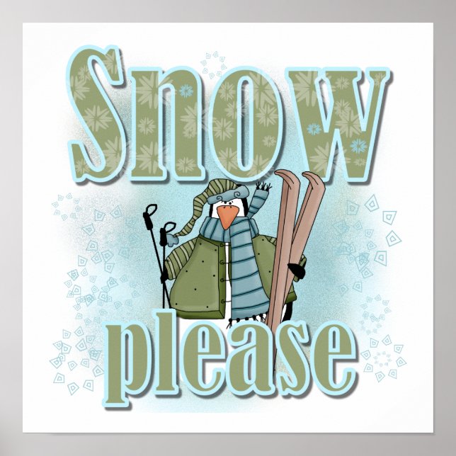 Penguin Ski Snö Snälla T-shirts och gåvor Poster (Framsidan)