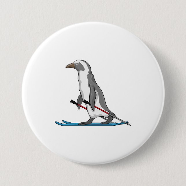 Penguin Skier Ski Knapp (Framsida)