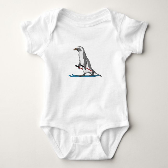 Penguin Skier Ski T Shirt (Framsida)