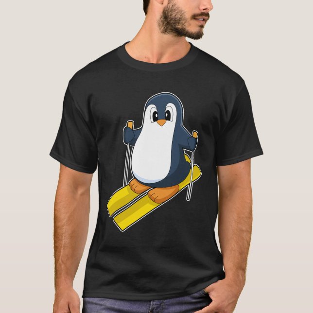 Penguin Skier Ski Winter sport T Shirt (Framsida)