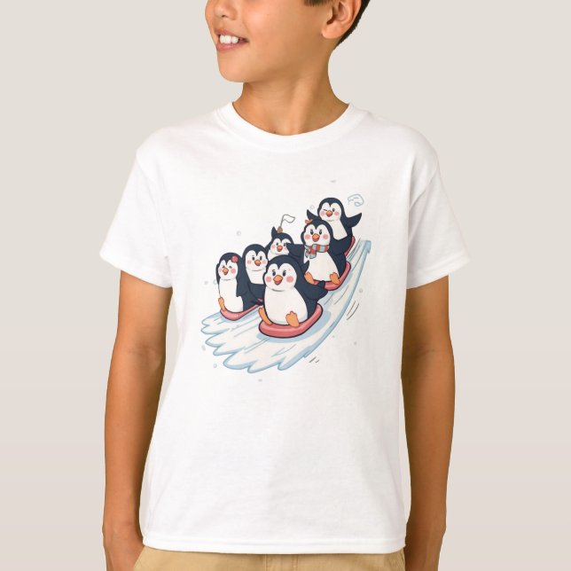 Penguin Slide Squad – Icy Fun Tee (Framsida)