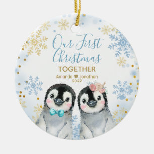 Penguin Snöflingor vår första jul tillsammans Julgransprydnad Keramik