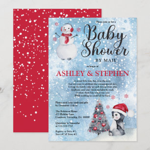 Penguin Snögubbe Winter Boy Shower by Mail Inbjudningar