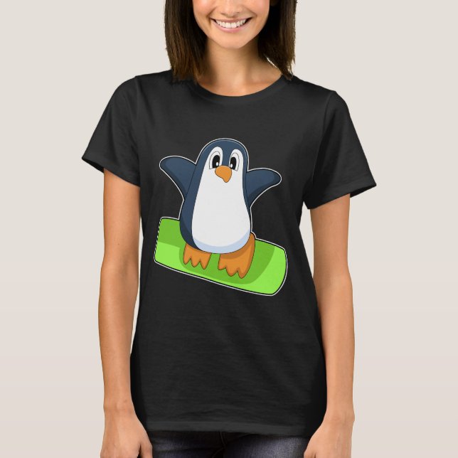 Penguin Snowboard Winter sport T Shirt (Framsida)