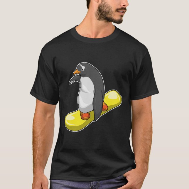 Penguin Snowboard Winter sport T Shirt (Framsida)