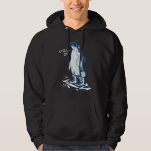 Penguin Snowboarding Lyssna och Chill Hoodie
