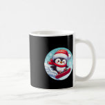 Penguin Snowboarding with Santa Hat Kaffemugg<br><div class="desc">Penguin Snowboarding with Santa Hat</div>