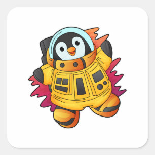 Penguin som astronaut i Kostym Fyrkantigt Klistermärke