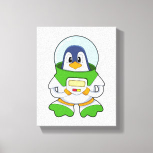 Penguin som Astronaut med Costume Canvastryck
