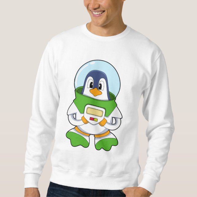 Penguin som Astronaut med Costume Lång Ärmad Tröja (Framsida)
