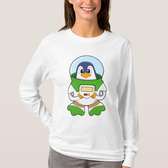 Penguin som Astronaut med Costume T Shirt (Framsida)