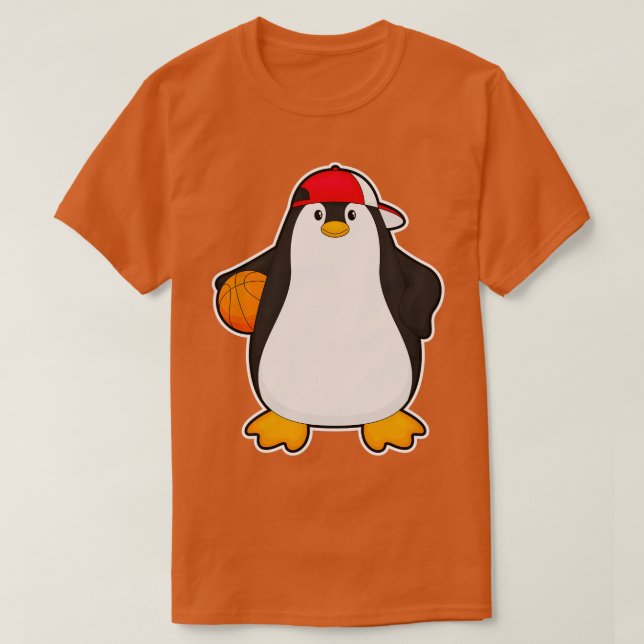 Penguin som basketspelare med Basketball boll T Shirt (Design framsida)
