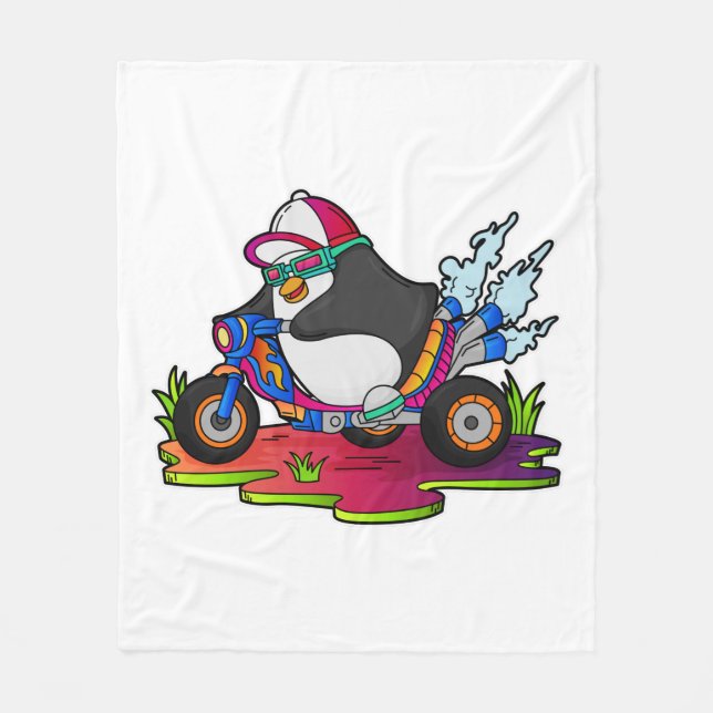 Penguin som Biker med motorcykel Fleecefilt (Framsidan)