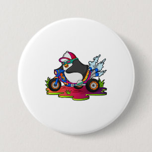 Penguin som Biker med motorcykel Knapp