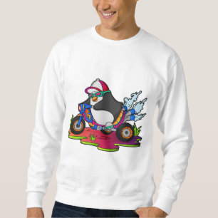 Penguin som Biker med motorcykel Lång Ärmad Tröja