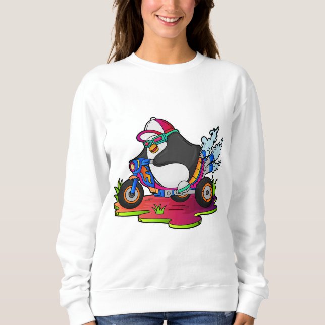 Penguin som Biker med motorcykel T Shirt (Framsida)