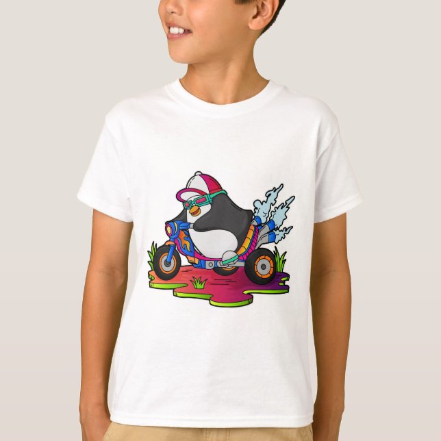 Penguin som Biker med motorcykel T Shirt (Framsida)