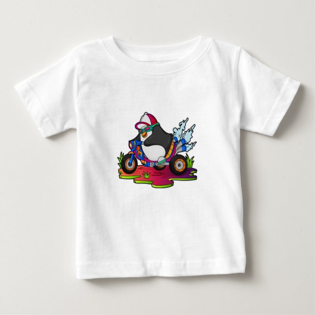 Penguin som Biker med motorcykel T Shirt (Framsida)