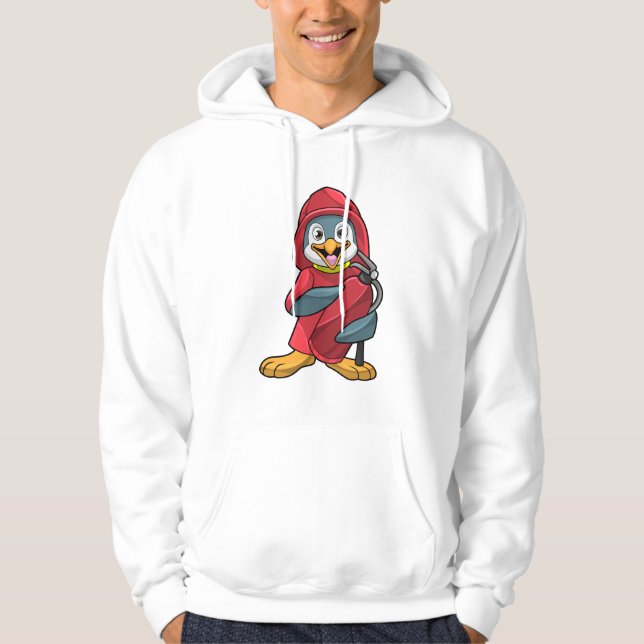 Penguin som brandman med brandsläckare hoodie (Framsida)