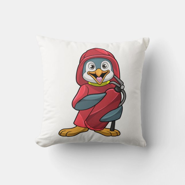 Penguin som brandman med brandsläckare kudde (Framsida)