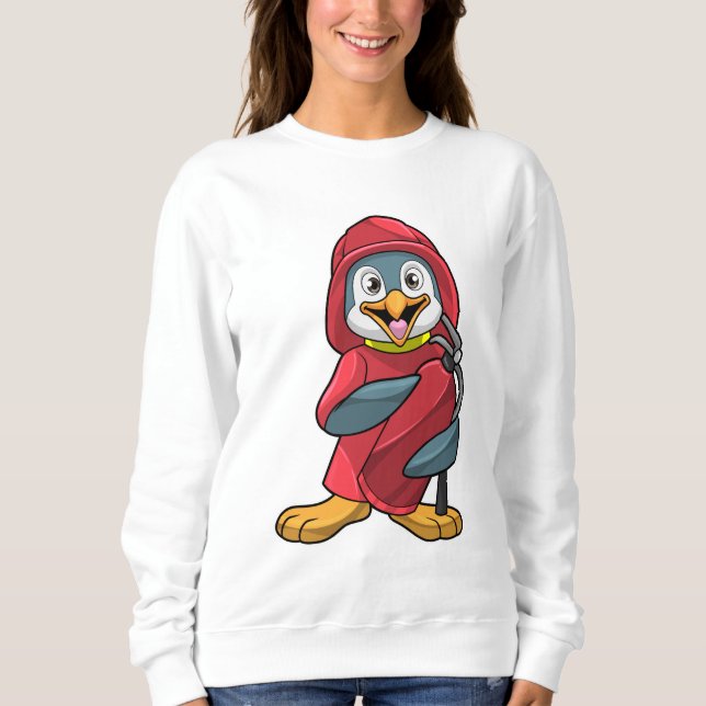 Penguin som brandman med brandsläckare t shirt (Framsida)