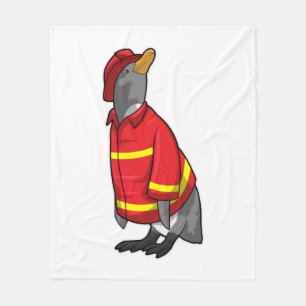 Penguin som brandman med Helmet Fleecefilt