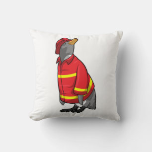 Penguin som brandman med Helmet Kudde