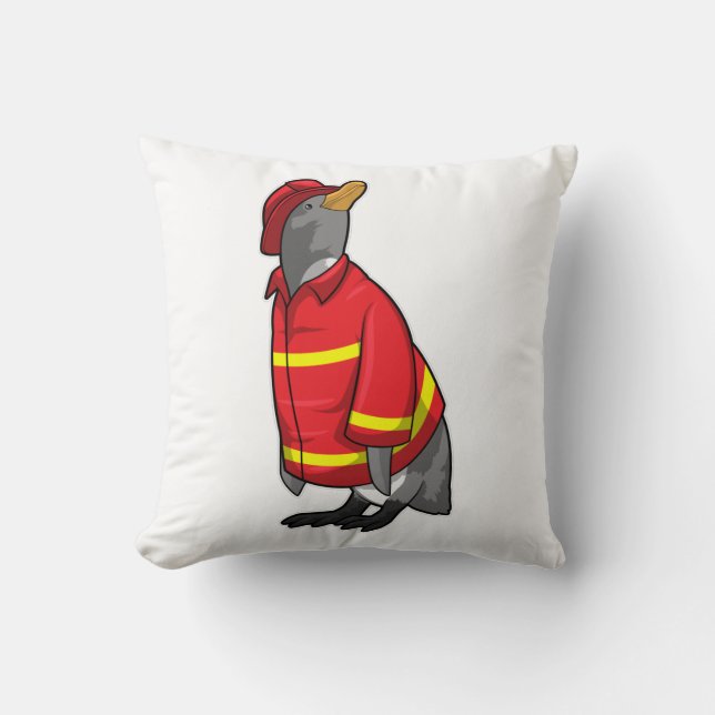 Penguin som brandman med Helmet Kudde (Framsida)