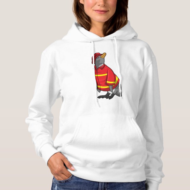 Penguin som brandman med Helmet T Shirt (Framsida)