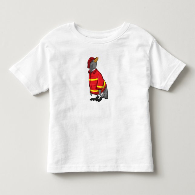 Penguin som brandman med Helmet T Shirt (Framsida)