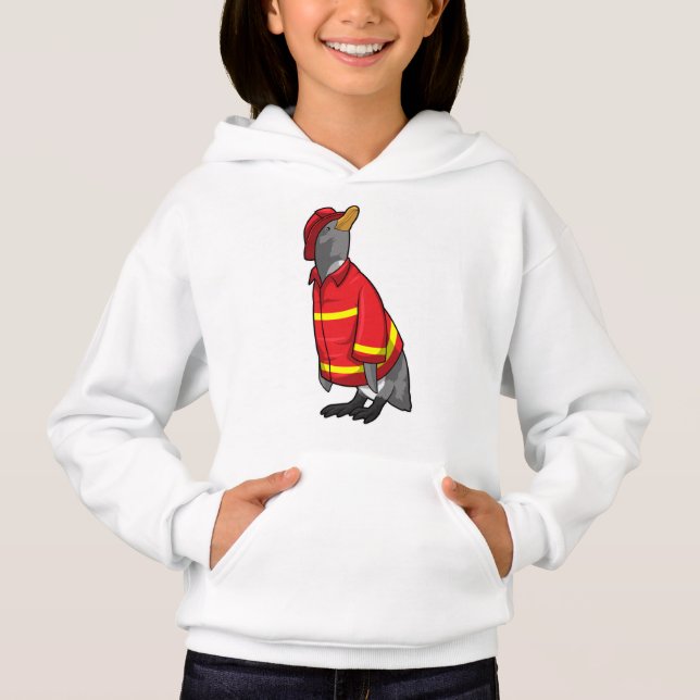 Penguin som brandman med Helmet T Shirt (Framsida)