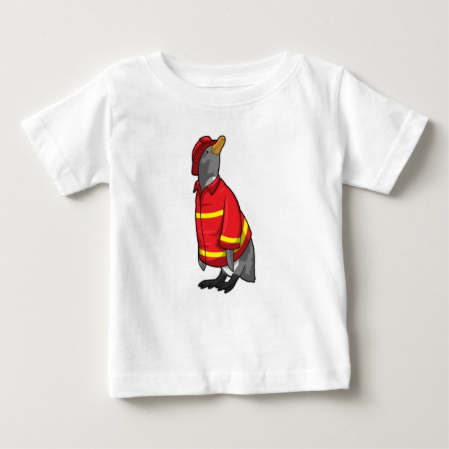 Penguin som brandman med Helmet T Shirt (Framsida)